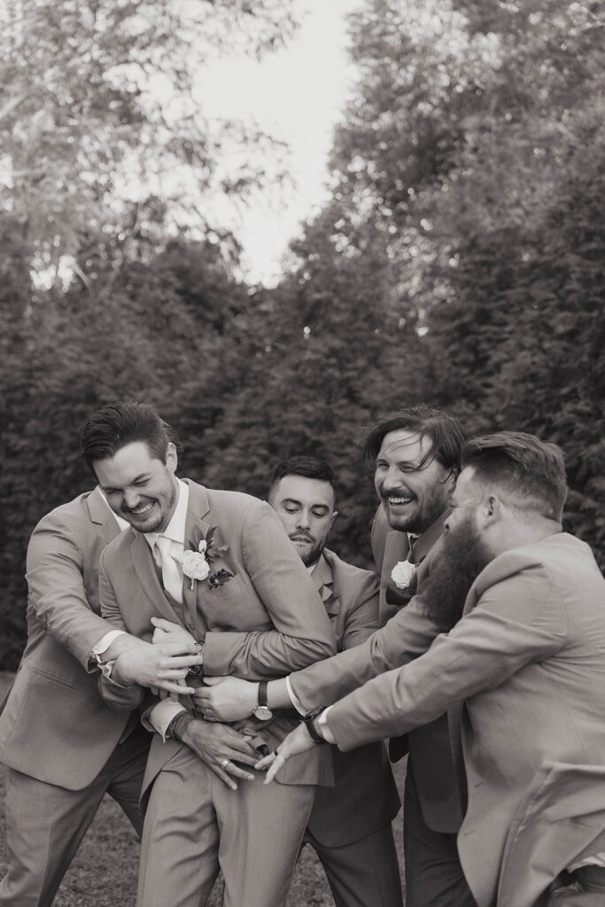 groomsmen messing around