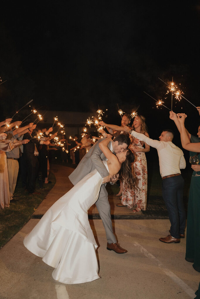 East Texas wedding exit with sparklers