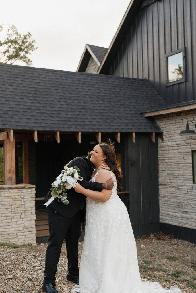 bride and groom portraits at their Airbnb micro wedding