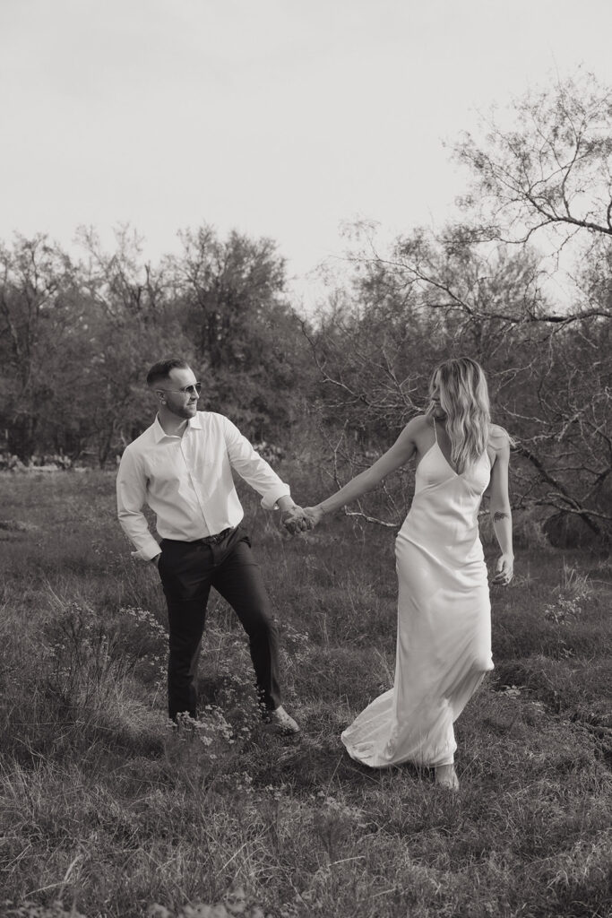 creative couple photos on the ranch for their elopement in Texas