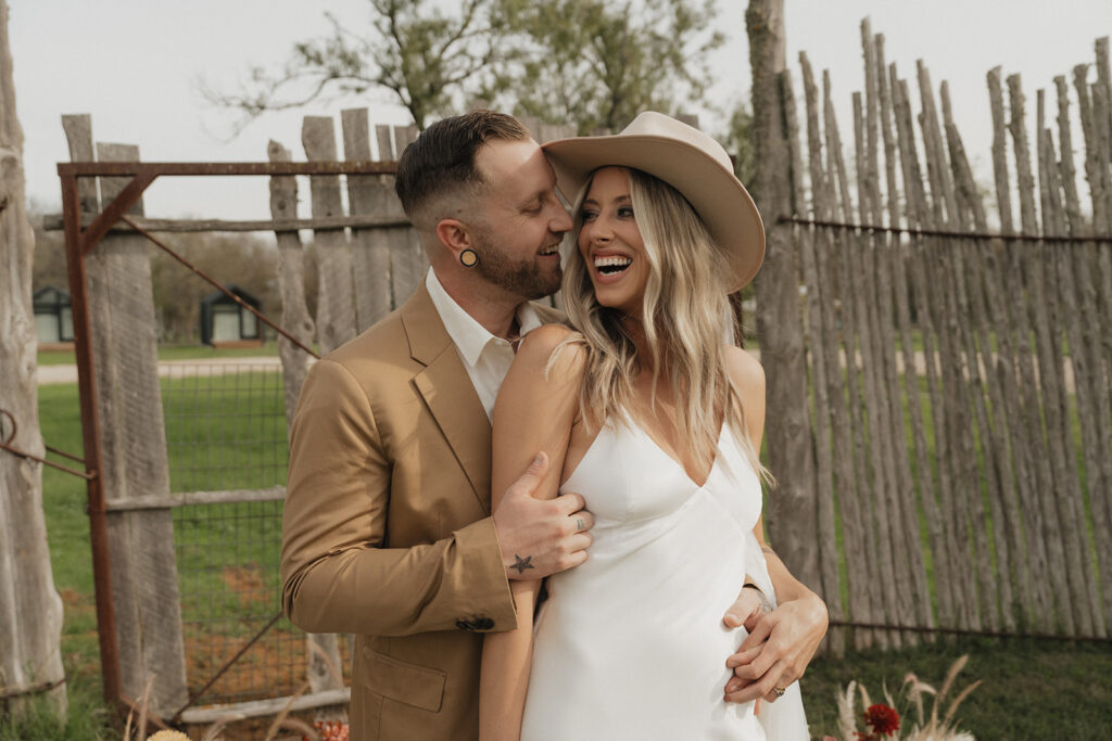 creative couple photos on the ranch for their elopement in Texas